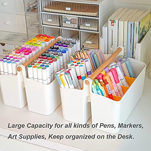 2 Pack Art Caddy Organizer Portable,Marker Box, Large Pen Holder for Desk, Art Supply Storage Bin with Adjustable Dividers for Colored Pencils,Markers,Craft Organizers (Blue Divider) - color: Blue Divider