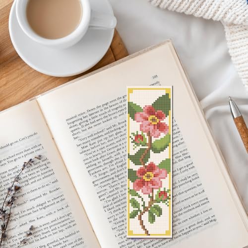 FREEBLOSS 6 Set Cross Stitch Bookmark Kits 11CT 8"x2.4" 6 Flowers Design - style: Common Flowers