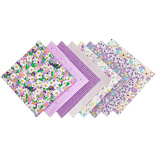 8 pcs/lot Fabric Bundles Top Cotton 19.69" x 19.69" (50cm x 50cm) Quilt, Pre-Cut Squares Sheets for Patchwork Sewing Quilting Crafting, Purple Floral. - color: M-8