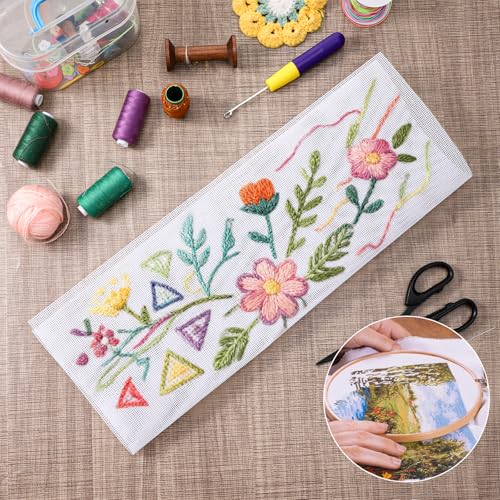 14 Mesh White Needlepoint Canvas, 19.6" x 17.7" Embroidery Blank Cloth 2PCS