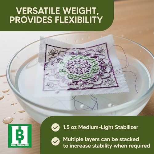 HBI Wash Away Water Soluble Embroidery Stabilizer Roll, 12 in x 25 yd - size: 12" x 25 Yds