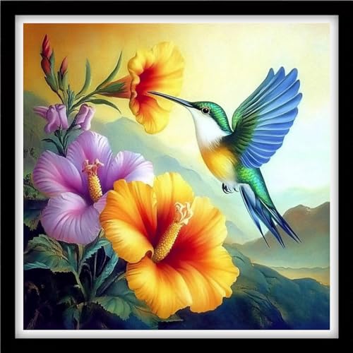 Fanxvivy Counted Cross Stitch Kits for Adults 11CT Unprinted Cross-Stitch Patterns Embroidery Kits Easy Cross Stitching Needlepoint Kits&Hummingbird Picking Flowers 18x18 inch - color: DIY-craft34
