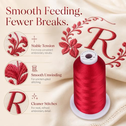 Simthread 5000M 40WT Polyester Embroidery Thread, Color 807 - color: Carmine807