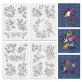 BENECREAT 4Sheets 18Pcs Water Soluble Embroidery, 11.7x8.3inch Birds and Flowers Pattern Transfers Water Soluble Stabilizer for Embroidery Stick and Stitch Embroidery Designs - color: Birds and Flowers