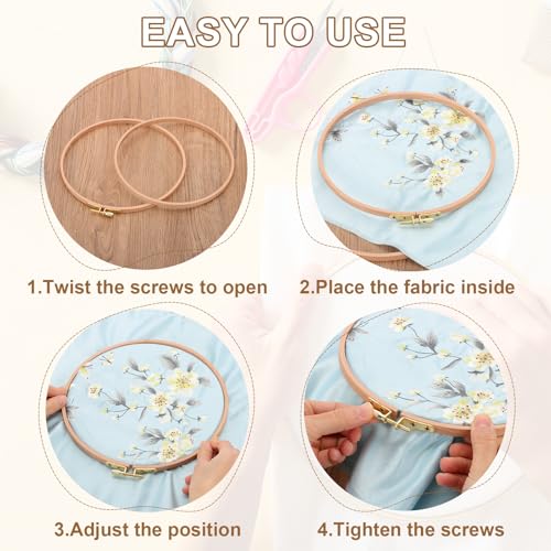 PATIKIL 12 Inch Beech Wood Embroidery Hoops, Circle Cross Stitch Hoop Frames Arc Side Embroidery Hoop Ring with Adjustment Brass Screw for Sewing, Needlework, DIY Craft Decoration - size: 12 Inch
