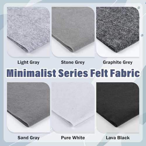 XSEINO 6 Rolls 12"x35" Large Felt Sheets(5.8Yds Total), 1.4mm Thick Nonwoven Fabric for Sewing, 6 Earth Tone Colors, Bulk DIY Craft Supplies for Bags, Garland, Decor - color: Black & White Series
