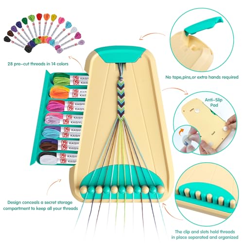 Maynacs Friendship Bracelet Making Kit for Girls 8-12, 28 Pre-Cut Threads - color: Cyan