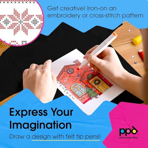 PPD 10 Sheets 8.5x11" Iron-on Heat Transfer Paper Dark Fabrics Inkjet - size: 8.5 x 11, style: Dark (10 Sheets)