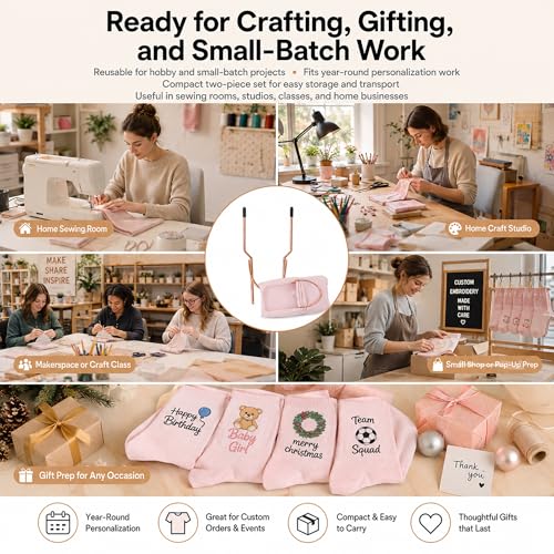 2-Piece Sock Hoop for Embroidery Machines,Adult and Child Metal Hooping Aid Set for Stabilizing Socks,Sleeves,Cuffs,Gloves,Wristbands,and Small Garment Personalization