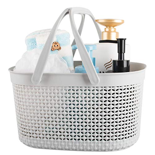 rejomiik Portable Plastic Shower Caddy Basket with Handles, Gray - color: Grey, size: 1 pack
