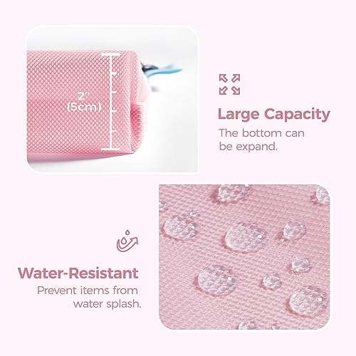 pack all Water-Resistant Zipper Pouch, Mesh Zipper Bag, 10.23"x7.48" - color: Pink, size: Medium