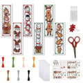 FREEBLOSS 6 Set Christmas Cross Stitch Bookmark Kits - Santa Claus Pattern Stamped Embroidery Bookmarks for Beginners - style: Christmas Animals