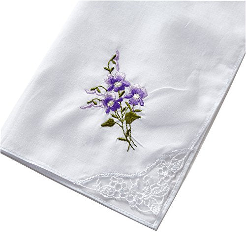 RDS HANKYTEX Cotton Embroidery Ladies' Handkerchiefs Lace Set of 6 - style: 5