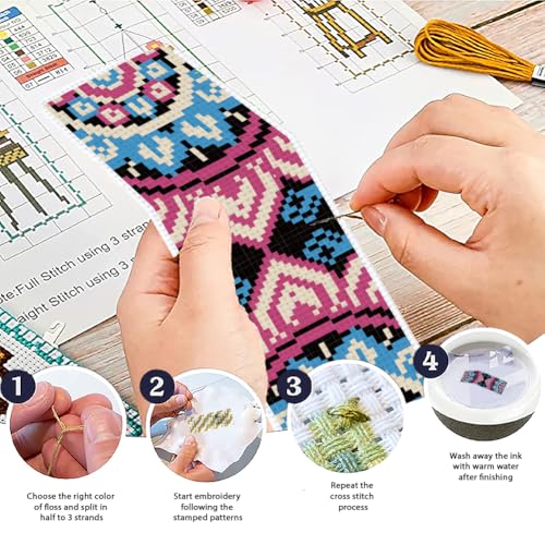 ACRNIGHEET 6PCS Cross Stitch Bookmark Kit for Beginner Mandala Stamped Cross Stitch Kits for Adults DIY Embroidery Bookmark Kits Crossstitch Kits Adult with Instructions Hand Craft Gift 11CT - style: Mandala patterns