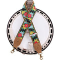 Nefelibata Banjo Strap,2"Wide Double Crazy Horse Leather Jacquard Embroidery Strap Adjustable Replacement,Multi-pattern Strap With Metal Clips - color: A#-flower Embroidery