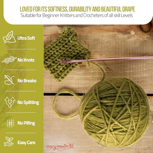 Mary Maxim Starlette Yarn, Soft Acrylic Yarn, 3.5 OZ, 180 Yards, Dark Lime - color: Dark Lime