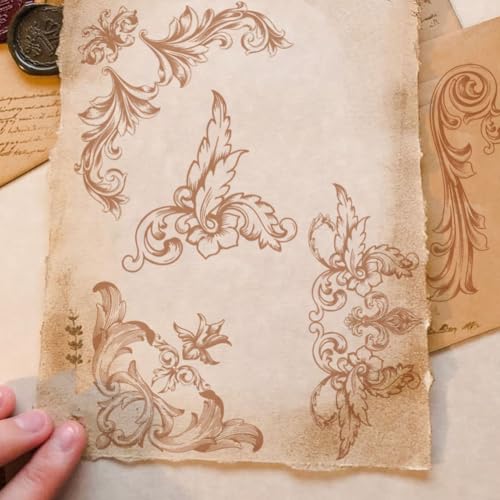 3 Sheets Vintage Floral Border Rub on Transfers for Crafts 12×6in - style: Floral Border