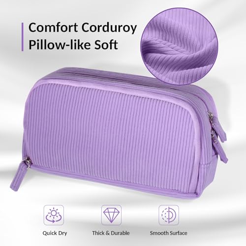 Sooez Big Capacity Pencil Case Pen Pouch, Soft Corduroy Pencil Bag - color: Purple