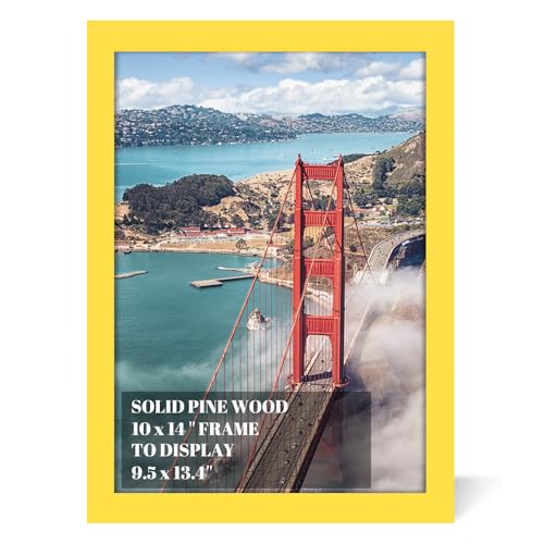 10x14 inch Wood Picture Frames for Wall Hanging,Diamond Painting Frames Rectangle Baby Scan Picture Frame for Family Walls Decoration,Anniversary,Wedding,Christmas,Halloween,Shower,Certificate (Yellow) - color: Yellow, size: 10x14 inch