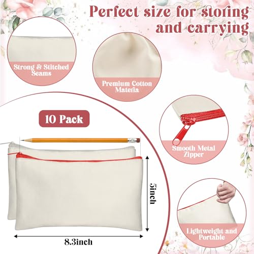 Legigo Blank Canvas Bags Zipper Pouch Makeup Bags Pencil Pouch Bulk - color: Beige (color zipper)