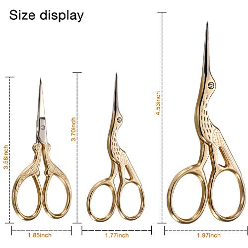 Mudder 3 Stork Scissors Stainless Steel Crane Design, Gold