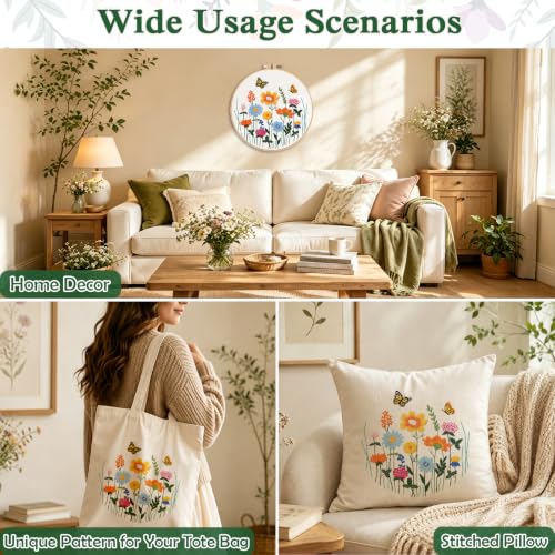 Louise Maelys Floral Butterfly Embroidery Kit for Beginners, DIY Craft - color: Floral Butterfly