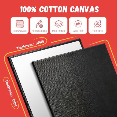 Simetufy 12 Pack 8x10 Black Canvas Boards for Painting, Flat Canvas Panels - size: 8"x10" Black
