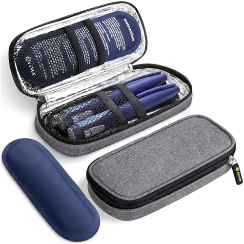 AUVON Lightweight Insulin Cooler Travel Case, 3-Layer Thickened Insulation - color: Gray