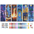 BEUNITONE 6 PCS Cross Stitch Bookmark Kit for Adults Beginners,Fairy Tale Scene Pre-Printed Cross Stitch,DIY Stamped Embroidery Bookmark Kits,with Instructions,Craft Kit for Book Lovers 8.5''x3'' - style: Fairy Tale Scene