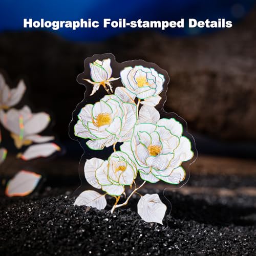 60 Pcs Gold Foil Floral Stickers for Scrapbooking and Journaling - color: Subtle Blooms