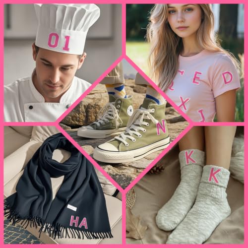 72 Pcs Iron On Letters & Numbers Patches for Tote Bags Hats Clothing Pink - color: Pink, size: Letters & Numbers