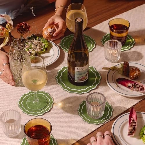Linen Coasters for Drinks, Set of 6, 6 inch, Fern - color: 1259 - Fern, size: 6 inches