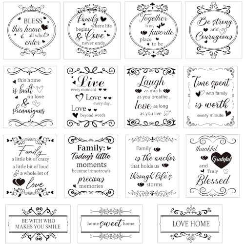 Wxiben 15 Pcs Inspirational Quote Rub on Transfers for Crafts and Furniture - style: Vintage Words