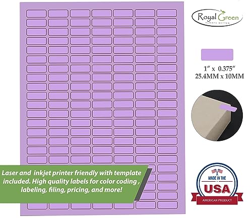 Royal Green Printable Rectangle Labels, 1 x 0.375 Inch - 1078 Pack - color: Purple, size: 1078