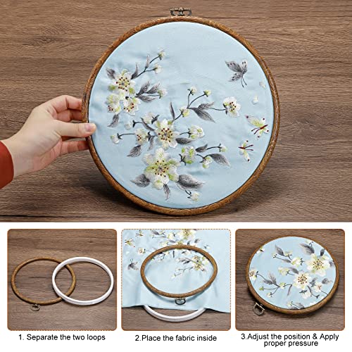 PATIKIL 5 Pieces 6 Inch Embroidery Hoops Frame Round Imitated Wood Circle Cross Stitch Hoop Ring for Embroidery Art Craft Handy Sewing Decoration - size: 6 Inch