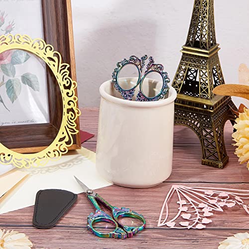 SUNNYCLUE 2Pcs Small Embroidery Sewing Scissors Detail Shears Vintage Sharp Tip Scissor Stainless Steel Scissors for Cutting Fabric Craft Knitting Threading Needlework Artwork Handicraft DIY Tool - color: Rainbow Color-2pcs-butterfly Flowers Scissors With