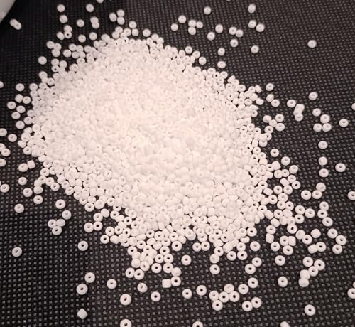 Perlin Glass Seed Beads 3mm 8/0 Round Mini Small Pony Beads 3300pcs for Making Earrings Bracelets Pendants Waist Jewelry DIY Handmade Opaque Color Kit (White Opaque Matte, 2,6 mm ~ 3 mm) - color: White Opaque Matte