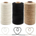 Anvin Cotton Twine - Natural Jute Packing & Wrapping Twines (Black, White) - 984 Feet, 10 Ply, 2mm Thick - Ideal for Bakers, Butchers, Arts & Crafts, Gardening - Pack of 3 - color: Black & White & Jute
