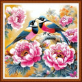 Redxing Counted Cross Stitch Kit for Beginners,Unprinted Needlepoint Kits for Beginners Cross Stitching Embroidery Kit 11CT Stitches kit-Flower Couple Bird 18x18 inch - color: SetColor17