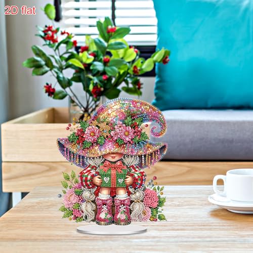 POETRYDRAW Diamond Art Ornament Desktop Kit Christmas, Stand Up Diamonds Painting Ornament for Adults, 5D DIY Special Diamond Gem Craft Tabletop Placement Board Kit - color: Christmas