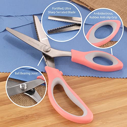 JubileeYarn Titanium Softgrip Scissors Set - Pinking, Sewing, Arts, Crafts, Office - 1 Set of 4 - Pink - color: 4pc Pink, size: 1 Set