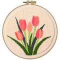 Esffaci Punch Needle Kit for Adults Beginner Starter Punch Embroidery Kit with Flower Tulip Pattern DIY Punch Stitch Supplies with Stamped Fabric Yarn Hoop Tool Instruction - color: Tulip
