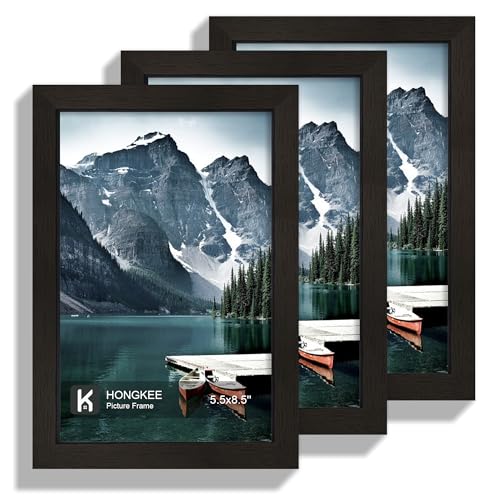Hongkee 5.5 x 8.5 Diploma Frame - Made of Real Glass and Black Wooden Frame, 5.5 by 8.5 Photo for Wall or Tabletop Display, 3 Pack - color: Black, size: 5.5x8.5 in