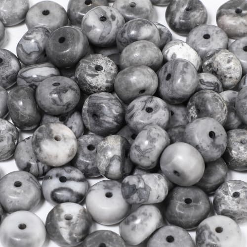 5x8mm 100Pcs Natural Map Jasper Rondelle Beads for Jewelry Making Loose Spacer Abacus Disk Beads Gemstone for Bracelets Necklace DIY Crafts - color: Map Jasper