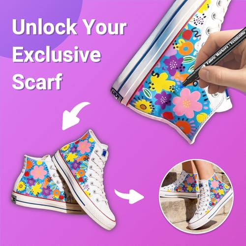 KERIFI Dual Tip Fabric Markers Permanent for Clothes, 20 Colors Fabric Decorating Paint Pens for Kids, T-Shirt Shoe Markers for Sneakers Clothing Canvas Textile Bibs Coloring Book (Chisel & Fine Tip)