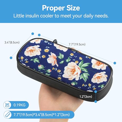 Gelozid Insulin Cooler Travel Case with 2 Reusable Ice Packs, White Flower - color: Roses, size: Cooler Case