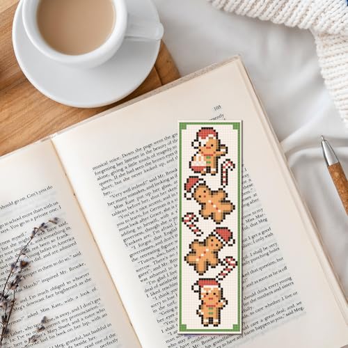 FREEBLOSS 6 Set Christmas Cross Stitch Bookmark Kits - Santa Claus Pattern Stamped Embroidery Bookmarks for Beginners - style: Christmas Animals