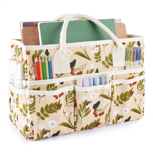 Craft Organizer Tote Bag with Multiple Pockets,Scrapbooking Art Storage - color: Red Fruit