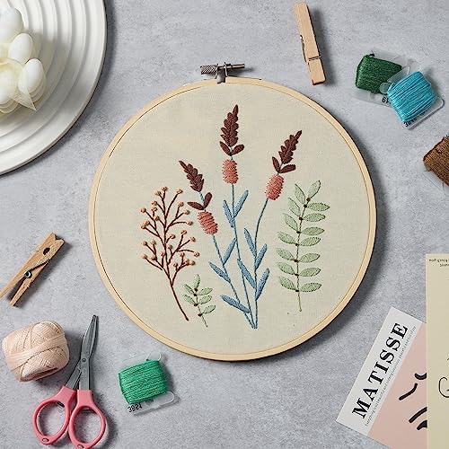 Bonroy 4 Sets Embroidery Kit for Beginners,Embroidery Kit for Art Craft Handy Sewing Include Embroidery Clothes with Pattern,Embroidery Hoops, Instructions,Color Threads Needle Kit (Multi 5) - color: Multi 5