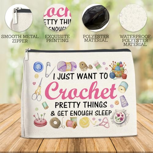 Crochet Gifts Makeup Bag for Women Knitters Crocheters - color: Multicolor E